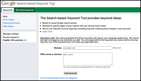 Google Search Based Keyword Tool